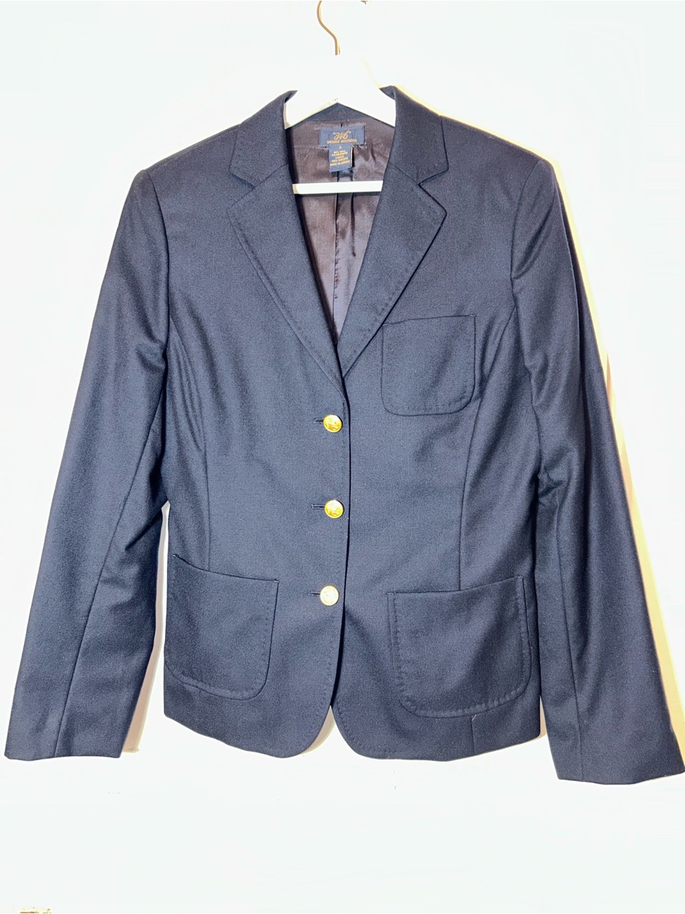 Brooks Brothers 346 Wool Cashmere Navy Blue Gold Button Blazer Jacket